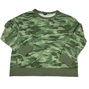 Splendid Sweatshirt Green Camo Print Long Sleeve Crewneck‎ Women's Large